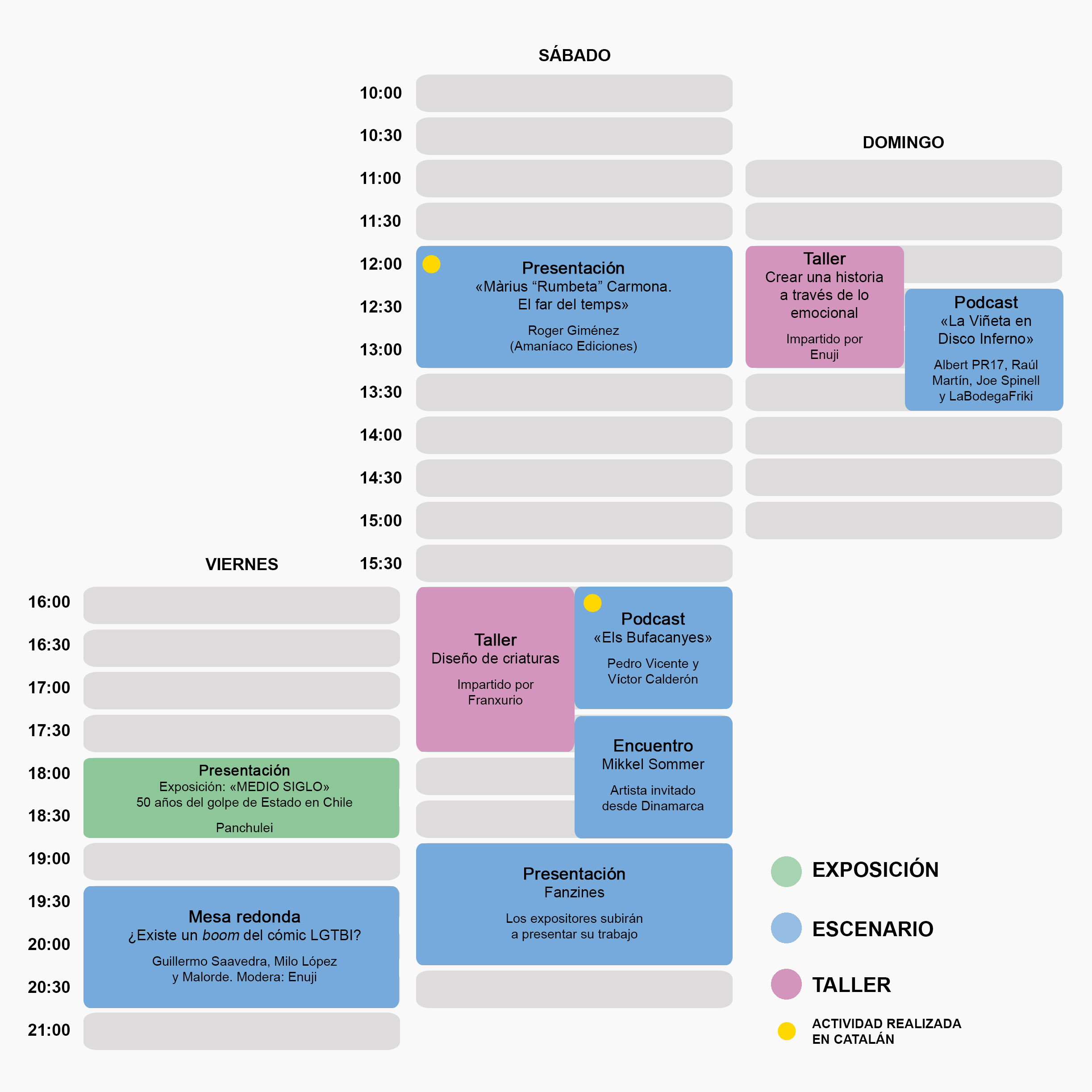 Horario de actividades de Oh! comics fest 2023