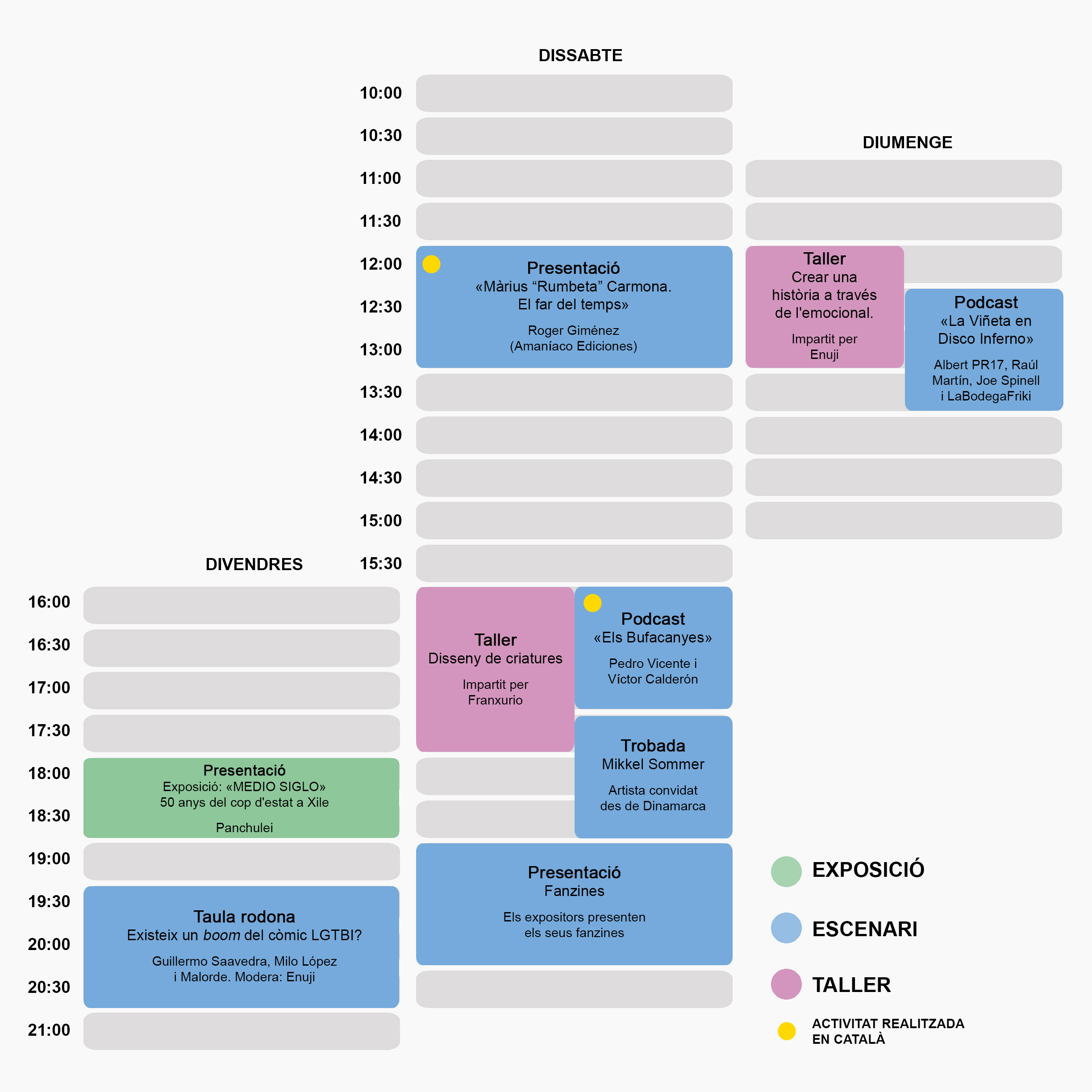 Horari d'activitats d'Oh! comics fest 2023