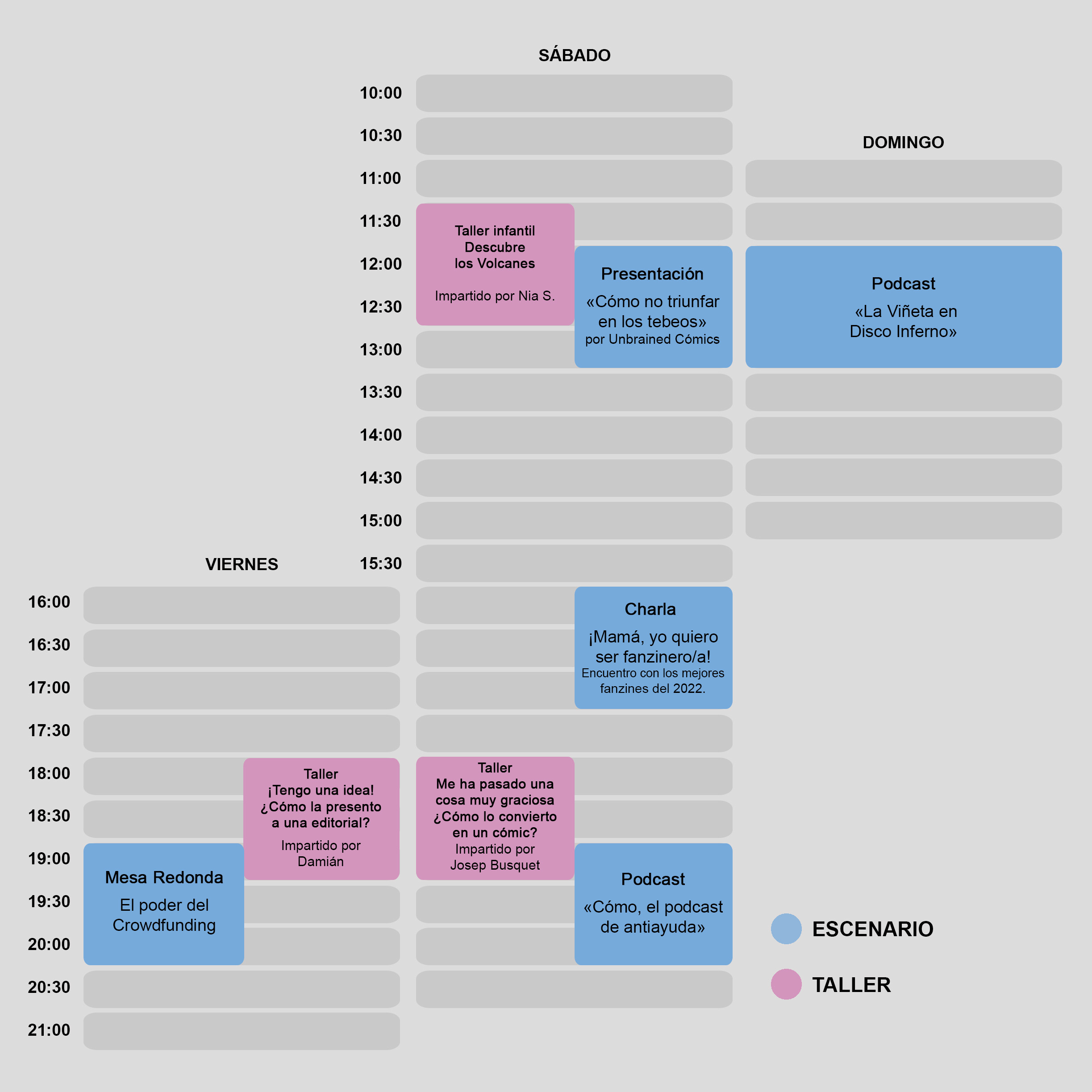Horario de actividades de Oh! comics fest 2022
